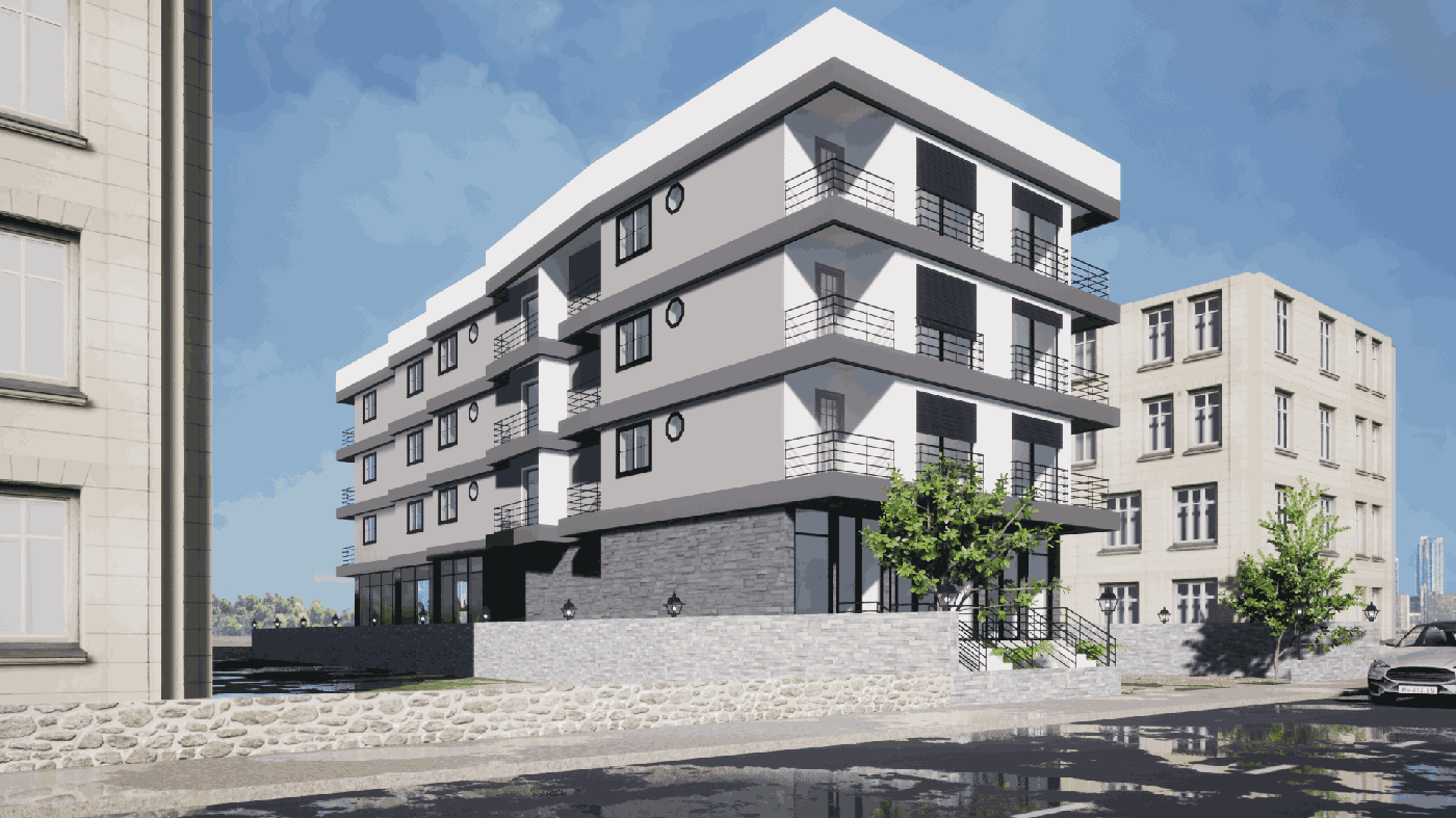 Seyrek Apartmanı 2 cephe tasarımı, İzmir gündüz